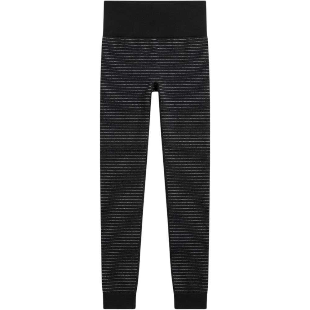 Athleta Womens Black Silver Metallic Striped Seamless Leggings Style 240843 XS